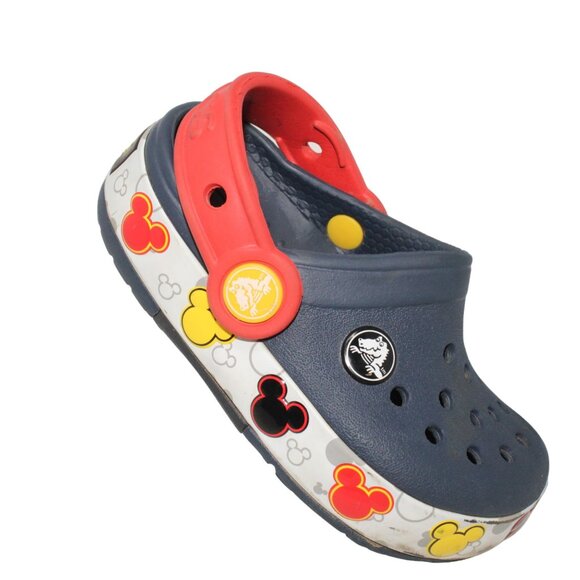 Crocs Fun Lab Mickey Lights Clog Sz C 7 Navy Red Kids Preschool Sandals Disney - Picture 1 of 9